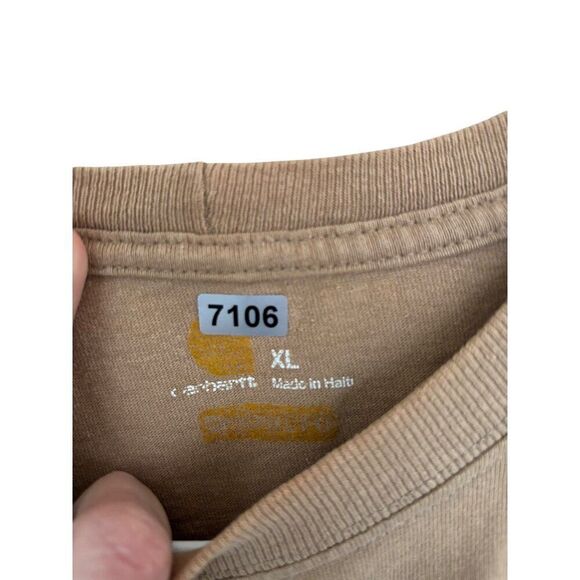 Carhartt Mens XL Brown T-Shirt With Pocket K87 *note wear - Picture 2 of 11